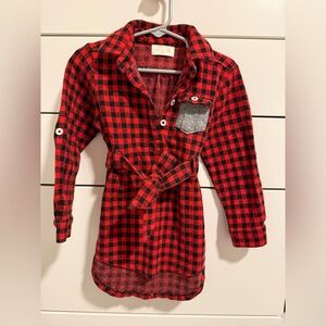 Miki Miette Buffalo Plaid Shirt Dress, size 18-24M